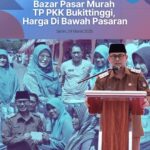 Dalam rangka memperingati Hari Kesatuan Gerak (HKG) PKK ke-53 dan membantu masyarakat mendapatkan kebutuhan Idul Fitri 1446 H dengan harga yang lebih terjangkau, Tim Penggerak PKK Kota Bukittinggi gelar bazar dan pasar murah. Acara ini dibuka secara resmi oleh Wakil Wali Kota Bukittinggi, Ibnu Asis, di depan Rumah Dinas Wali Kota Bukittinggi, Senin, 24 Maret 2025.